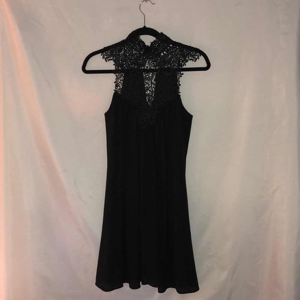 Black lace collar dress